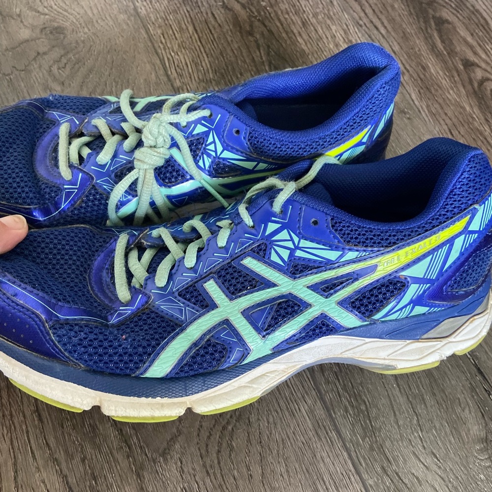 ASICS Women's Blue and Yellow Athletic Shoes
